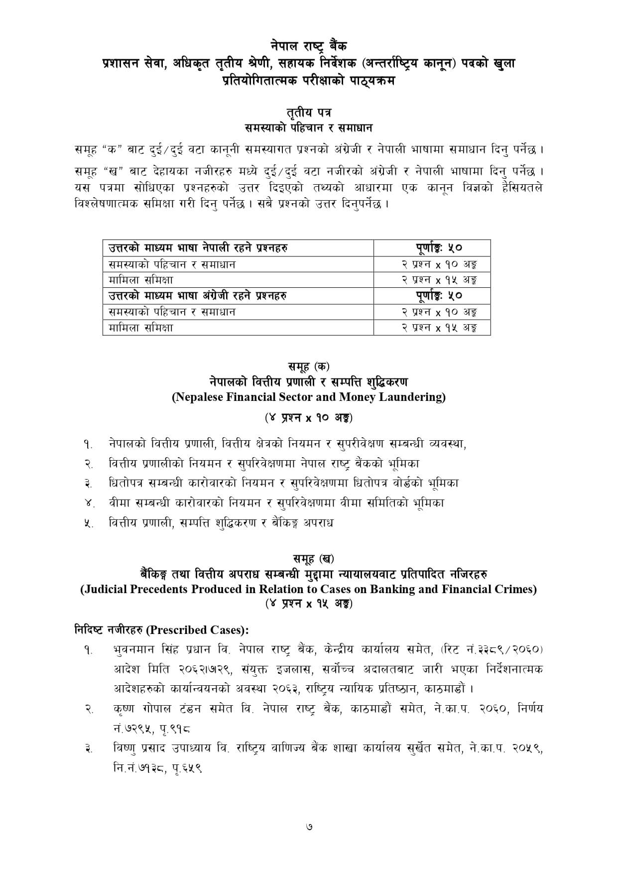 NRB Assistant Director International Law Syllabus Officer Third 6