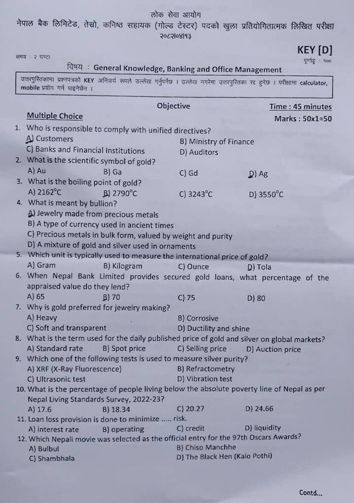 Nepal Bank Gold Tester old question