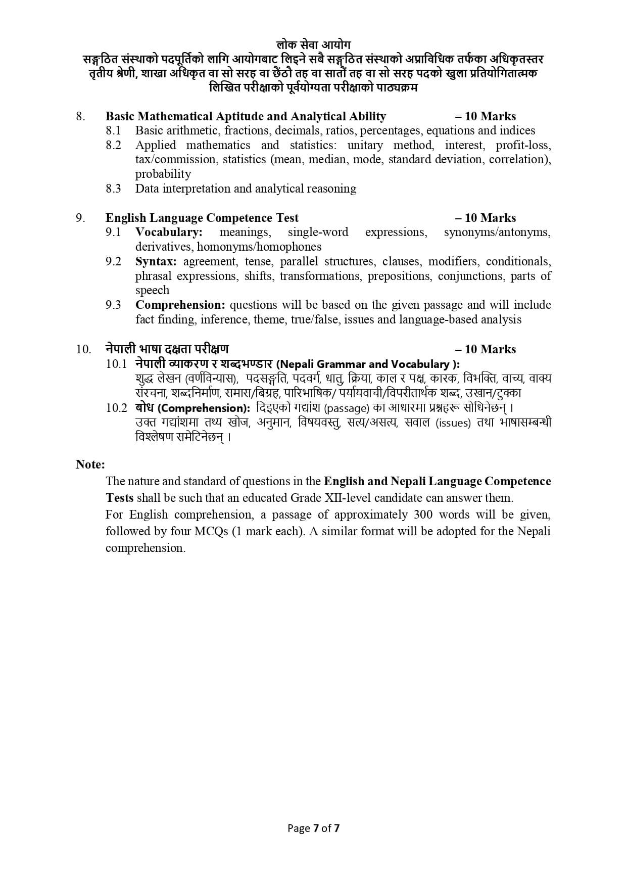 Sangathit Sanstha ko Pretest Syllabus 6