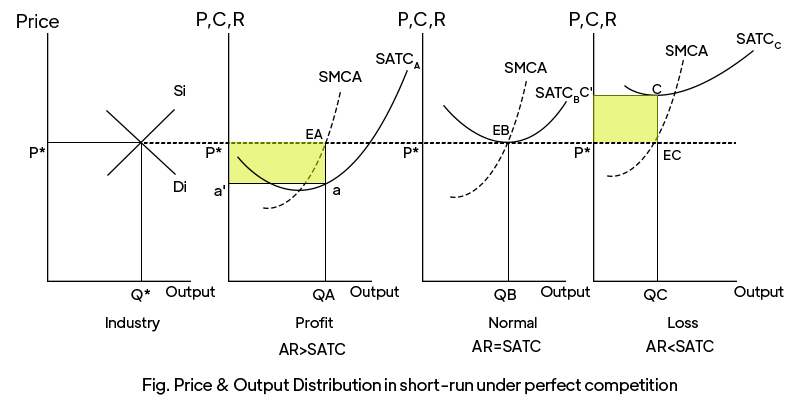 Price and output distribution in short run under perfect competition market
